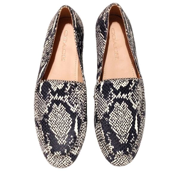 COACH Harper Studded Loafers Snake Skin Print Flat Slip Black Women's Size 8.5 - Picture 4 of 7
